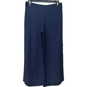 Lilly Pulitzer Avery Cropped Wide‎ Leg Rayon Pants Size 2 Navy Blue #O11-2